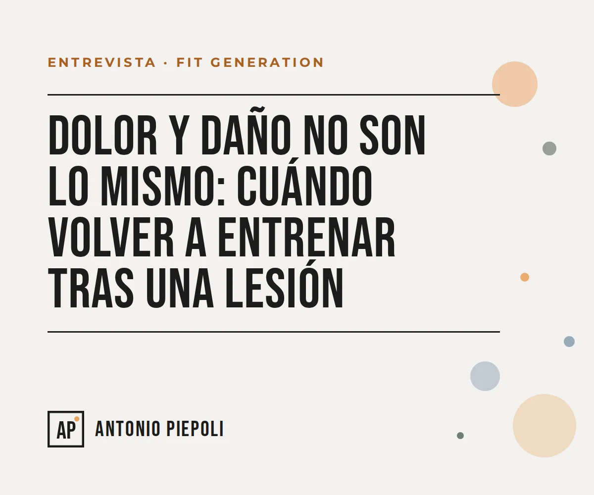 Dolor y daño no son lo mismo: cuándo volver a entrenar tras una lesión. Entrevista a Antonio Piepoli en Fit Generation